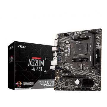 Placa Mãe MSI A520M-A PRO Chipset A520, AMD AM4, mATX, DDR4
