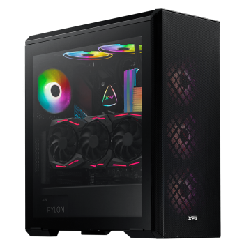 Gabinete Gamer XPG Defender, Mid Tower, Vidro Temperado, Black, E-ATX, Sem Fonte, Com 3 Fans, DEFENDER BKCWW