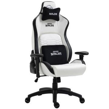 Cadeira Gamer Ninja Naja, Reclinável, Branco e Preto