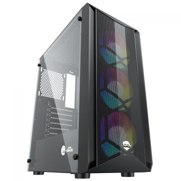Gabinete Gamer Ninja Leaf, RGB, Mid Tower, Vidro Temperado, ATX, Sem Fonte, Com 3 Fans, GN-CS-LFMTB3F