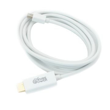 Cabo Mini DisplayPort para HDMI, 1,8m, 1080P, Pure Power, Branco, PP-MDP-004
