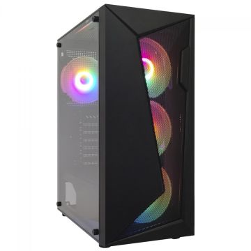Gabinete Gamer Duex, Mid Tower, Vidro Temperado, Black, M-ATX, Sem Fonte, Com 4 Fans, DX305M-RGB-FAN