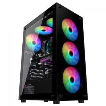 Gabinete Gamer Duex, Mid Tower, Vidro Temperado, Black, M-ATX, Sem Fonte, Com 4 Fans, DX305T-RGB-FAN