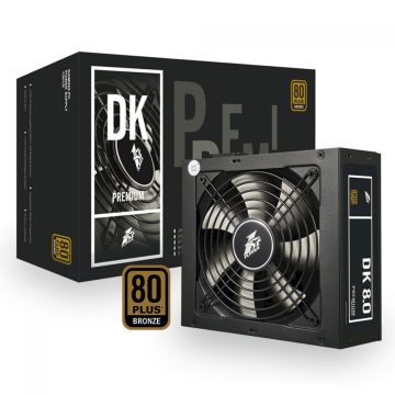 Fonte 1STPLAYER DK Premium, 800W, 80 Plus Bronze, Cabos Flat, PFC Ativo, Black, DKP-PS-800AX