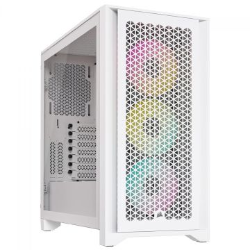 Gabinete Gamer Corsair 4000D Airflow, RGB, Mid Tower, Vidro Temperado, ATX, White, Sem Fonte, Com 3 Fans, CC-9011241-WW