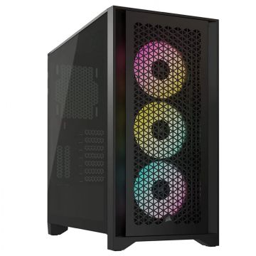 Gabinete Gamer Corsair 4000D Airflow, RGB, Mid Tower, Vidro Temperado, ATX, Black, Sem Fonte, Com 3 Fans, CC-9011240-WW