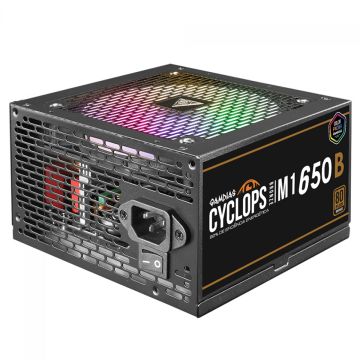 Fonte Gamdias Cyclops M1-650B, 650W, RGB, 80 Plus Bronze, Cybenetics, Teclab, PFC Ativo, Cabos Flat