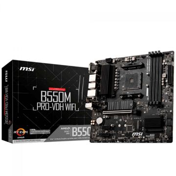 Placa Mãe MSI B550M PRO-VDH WIFI, Chipset B550, AMD AM4, mATX, DDR4