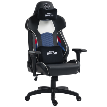 Cadeira Gamer Ninja Racing, Reclinável, 4D, Preto, Azul e Branco, CGN-RACING