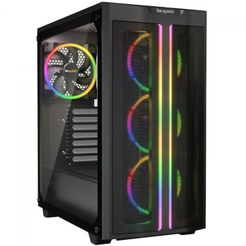 Gabinete Gamer Be Quiet Pure Base 500 FX, Mid Tower, ATX, ARGB, Vidro Temperado, Com 4 Fans, Preto, BGW43