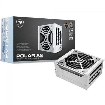 Fonte Cougar Polar X2, 1200W, 80 Plus Platinum, Cybenetics, PCIE Gen 5.0, Full Modular, White, CGR PRX2-1200