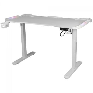 Mesa Gamer SuperFrame Epic Pro, RGB, Altura Ajustável, Com Suporte Para Headset e Copo, White, SF-TB-12060WA