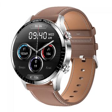 Relógio SmartWatch Level LVW-50C, AMOLED 1.3&quot;, Android/IOS, Bluetooth, IP68, Monitoramento de Frequência Cardíaca, Pulseira De Couro, Marrom, LVW-50C PTA/COURO BRW
