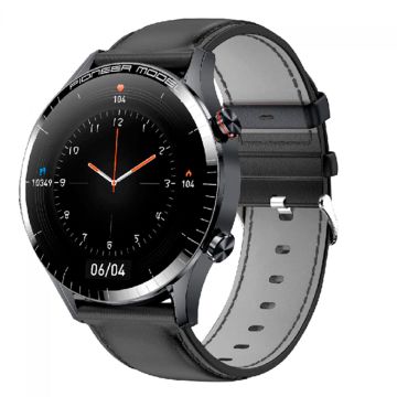 Relógio SmartWatch Level LVW-50C, AMOLED 1.3&quot; Android/IOS, Bluetooth, IP68, Monitoramento de Frequência Cardíaca, Pulseira De Couro, Preto, LVW-50C BLK/COURO BLK
