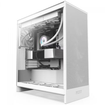 Gabinete Gamer NZXT H7 Flow, Mid Tower, Vidro Temperado, E-ATX, Branco, Sem Fonte, Com 3 Fans, CM-H72FW-01