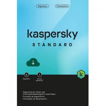 Kaspersky Antivírus Standard, 5 dispositivos, 12 meses ESD, Digital para Download, KL1041KDEFS