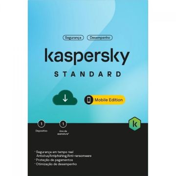 Kaspersky Antivírus Standard Mobile, 1 dispositivo, 12 meses ESD, Digital para Download, KL1048KDAFS