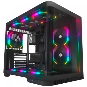 Gabinete Gamer Redragon Wideload Extreme, Mid Tower, RGB, Vidro Curvado Temperado, ATX, Black, Sem Fonte, Sem Fan, CA-605B