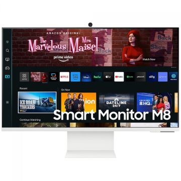 Monitor Smart Samsung M8, 32 Pol, VA, 4K UHD, 60Hz, WebCam, Bluetooth, WiFi, HDMI/USB-C, Branco, LS32CM801ULXZD