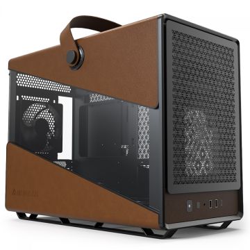 Gabinete Montech Heritage, Mini Tower, Couro e Metal, mATX, Sem Fonte, Sem Fan, Preto