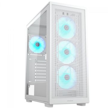 Gabinete Gamer Cougar MX220 RGB, Mid Tower, Vidro Temperado, ATX, Com 4 Fans, Branco, 382AC80.0002
