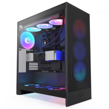 Gabinete Gamer NZXT H7 Flow RGB, Mid Tower, Vidro Temperado, E-ATX, Sem Fonte, Com 3 Fans, Preto, CM-H72FB-R1