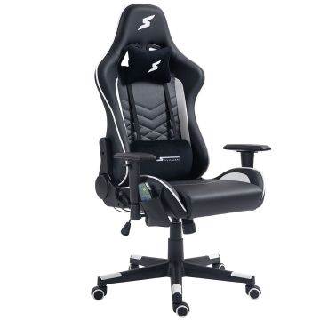 Cadeira SuperFrame Wave, Massageadora, Reclinável, 2D, Com Controle, Preta e Branca, SF-CH-WVR2DBWL