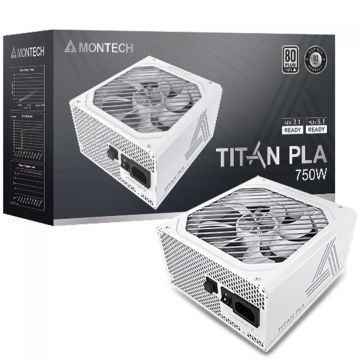 Fonte Montech Titan PLA, 750W, 80 Plus Platinum, PFC Ativo, ATX 3.1, PCIe 5.1, Full Modular, White