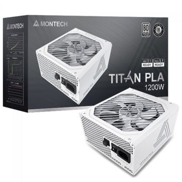 Fonte Montech Titan PLA, 1200W, 80 Plus Platinum, PFC Ativo, ATX 3.1, PCIe 5.1, Full Modular, White