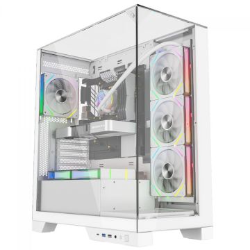 Gabinete Gamer Liketec Empire Snow, Mid Tower, Vidro Temperado, ATX, Sem Fonte, Sem Fans, Branco