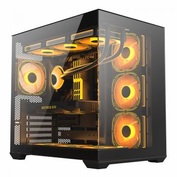 Gabinete Gamer Liketec Atlas Dark, Aquário, Mid Tower, Vidro Temperado, ATX, Sem Fonte, Sem Fans, Preto