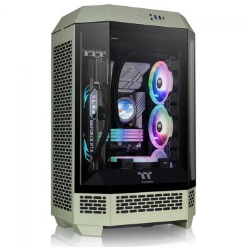 Gabinete Gamer Thermaltake The Tower 300 Matcha Green, Micro Tower, Vidro Temperado, mATX, Sem Fonte, Com 2 Fans, Verde, CA-1Y4-00SEWN-00