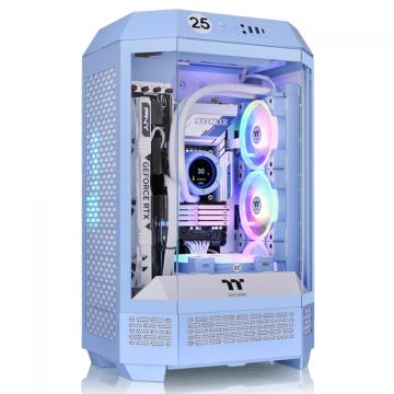 Gabinete Gamer Thermaltake The Tower 300 Hydrangea Blue, Micro Tower, Vidro Temperado, mATX, Sem Fonte, Com 2 Fans, Azul, CA-1Y4-00SFWN-00