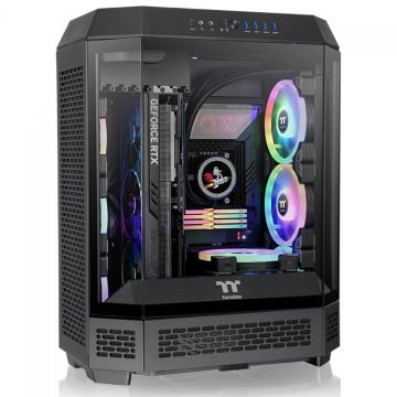 Gabinete Gamer Thermaltake The Tower 600, Mid Tower, Vidro Temperado, ATX, Sem Fonte, Com 2 Fans, Preto, CA-1Z1-00M1WN-00