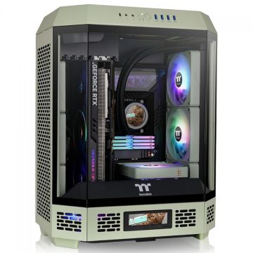 Gabinete Gamer Thermaltake The Tower 600 Matcha Green, Mid Tower, Vidro Temperado, ATX, Sem Fonte, Com 2 Fans, Verde, CA-1Z1-00MEWN-00
