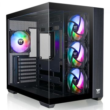 Gabinete Gamer Thermaltake View 380 TG, ARGB, Mid Tower, Vidro Temperado, ATX, Sem Fonte, Com 4 Fans, Preto, CA-1Z2-00M1WN-00
