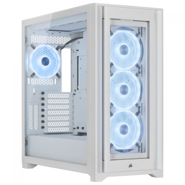 Gabinete Gamer Corsair iCUE 5000X QL Edition, RGB, Mid Tower, Vidro Temperado, EATX, Sem Fonte, Com 4 Fans, Branco, CC-9011233-WW