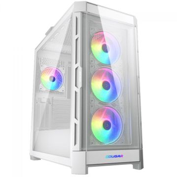 Gabinete Gamer Cougar Duoface PRO RGB, Mid Tower, Vidro Temperado, E-ATX, White, Sem Fonte, Com 4 Fans, 385AD10.0002