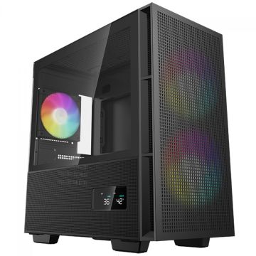 Gabinete Gamer DeepCool CH360 Digital, ARGB, Mid Tower, Vidro Temperado, M-ATX, Sem Fonte, Com 3 Fans, Preto, R-CH360-BKAPE3D-G-1