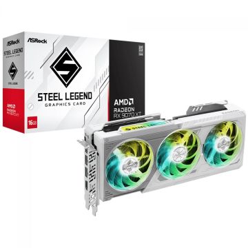 Placa de Vídeo ASRock AMD Radeon RX 9070 XT Steel Legend, 16GB, GDDR6, FSR, Ray Tracing, White, 90-GA5DZZ-00UANF
