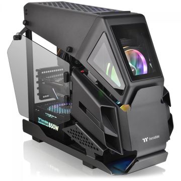 Gabinete Gamer Thermaltake AH T200 Black, Mid Tower, Vidro Temperado, mATX, Sem Fonte, Sem Fan, Preto, CA-1R4-00S1WN-00