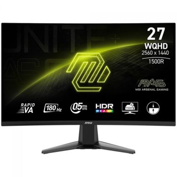 Monitor Gamer MSI MAG 27CQ6F, 27 Pol, Curvo, WQHD, Rapid VA, 0.5ms, 180Hz, 105% sRGB, FreeSync, HDMI/DP