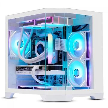 Gabinete Gamer Liketec Impossible Snow, Aquário, Mini Tower, Vidro Temperado, MATX, Sem Fonte, Sem Fans, Branco