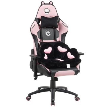 Cadeira Gamer Ninja MewMew Pro Edition, Reclinável, 3D, Preta e Rosa, GN-CH-MPR3DBPL