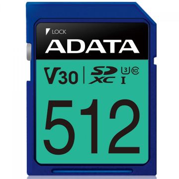 Cartão De Memória Adata Premier Pro SDXC UHS-I, 512GB, Classe 10, ASDX512GUI3V30S-R