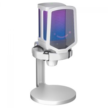 Microfone Gamer Fifine Ampligame Q6W, RGB, USB, White