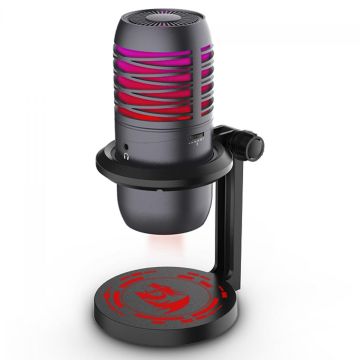 Microfone Gamer Redragon Nebula, LED, Cardióide, USB, Preto, GM211