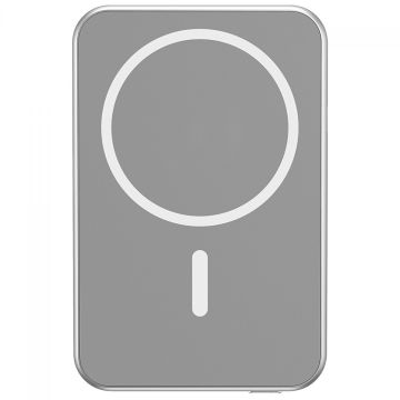 Carregador Portátil Universal, PowerBank, 5000MAH, Com Indução, Prata, Geonav, PB5KALMAGSV