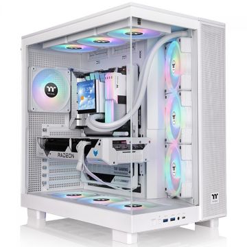 Gabinete Gamer Thermaltake View 380 XL TG Snow, ARGB, Mid Tower, Vidro Temperado, ATX, Sem Fonte, Com 4 Fans, Branco, CA-11E-00M6WN-00