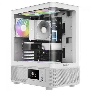 Gabinete Gamer Gamdias Atlas E2 CG WH, Mid Tower, Vidro Temperado, ATX, Sem Fonte, Com 3 Fans ARGB, Branco